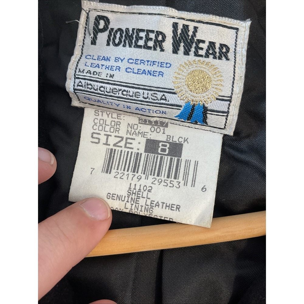 VTG Pioneer Wear Black Suede Leather Fringe 3 Button Short Jacket Western 8‎ - Picture 8 of 12